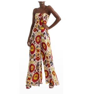 Ralph Lauren Collection Daylin Knot Side-Drape Strapless Linen Jumpsuit